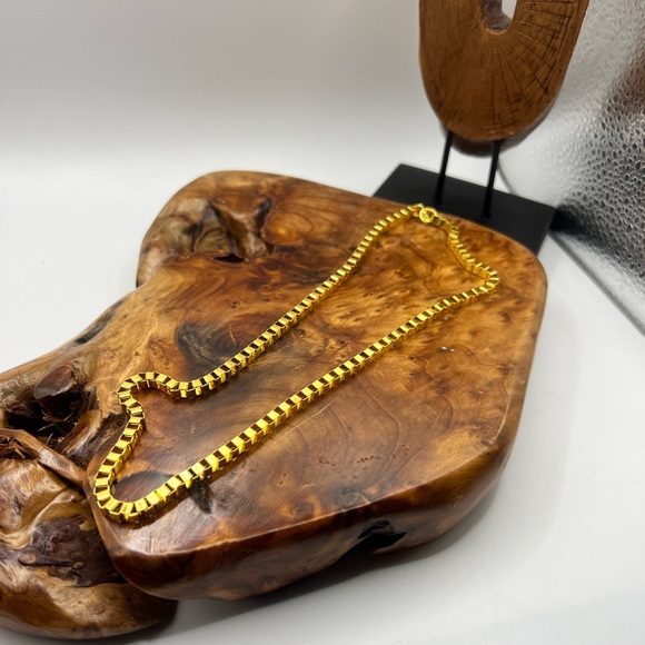 18KT Gold Plated European Square Link Chain NEW - Picture 1 of 6